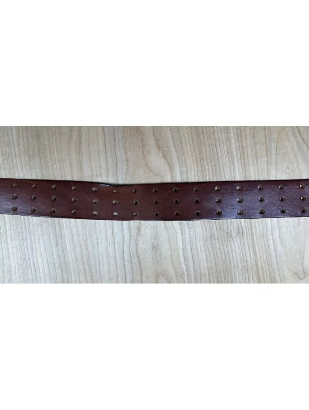 Vintage 80s Triple Prong Leather Belt heavy duty utility 1-7/8
